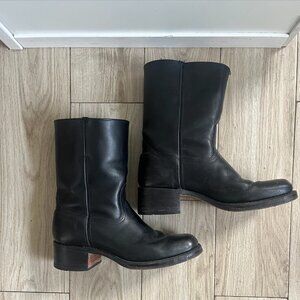 Vintage Frye Campus Short Boots Mens 10 Womens 12 Black Biker Square Toe